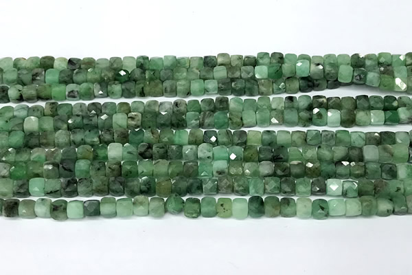 CCU1015 15 inches 4mm faceted cube emerald beads