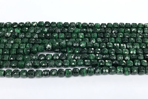 CCU1016 15 inches 4mm faceted cube malachite beads