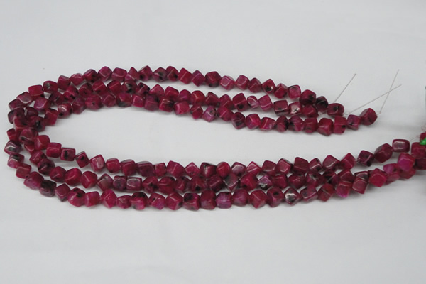 CCU102 15.5 inches 6*6mm cube dyed white jade beads wholesale