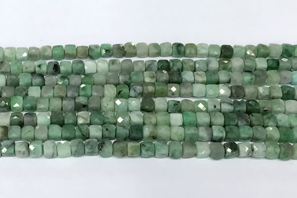 CCU1038 15 inches 6mm faceted cube emerald beads
