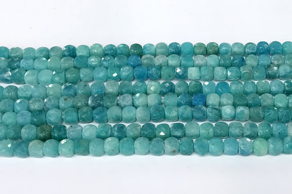 CCU1039 15 inches 6mm faceted cube amazonite beads