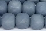 CCU1052 15 inches 8mm faceted cube blue angel skin beads