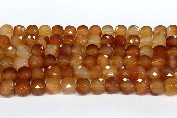 CCU1059 15 inches 8mm faceted cube red agate beads