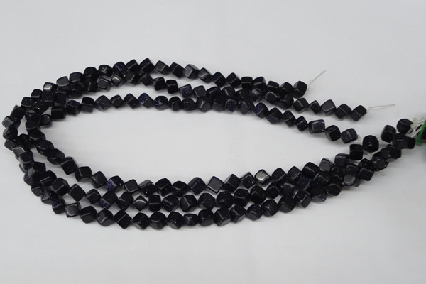 CCU106 15.5 inches 6*6mm cube blue goldstone beads wholesale