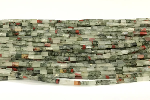 CCU1090 15 inches 2*4mm cuboid blood jasper beads