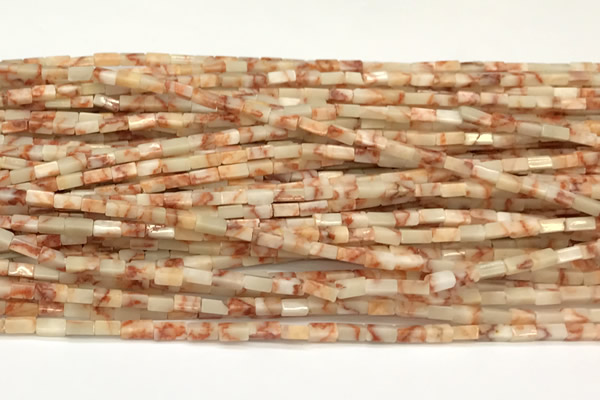CCU1092 15 inches 2*4mm cuboid red net jasper beads