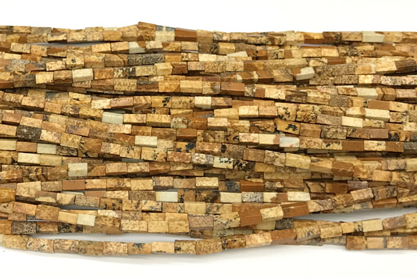 CCU1096 15 inches 2*4mm cuboid picture jasper beads
