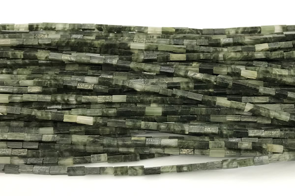 CCU1101 15 inches 2*4mm cuboid green hair beads