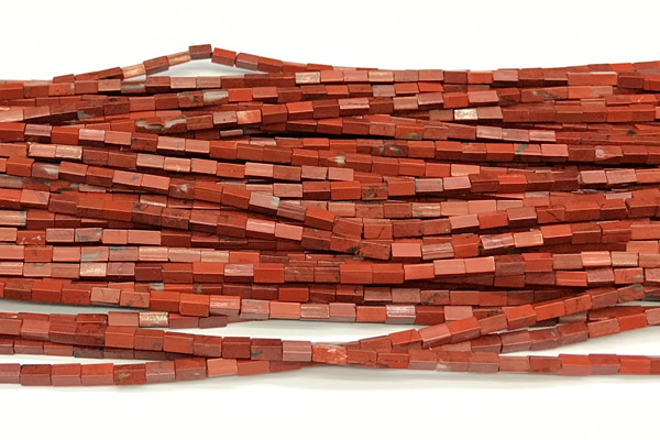 CCU1102 15 inches 2*4mm cuboid red jasper beads