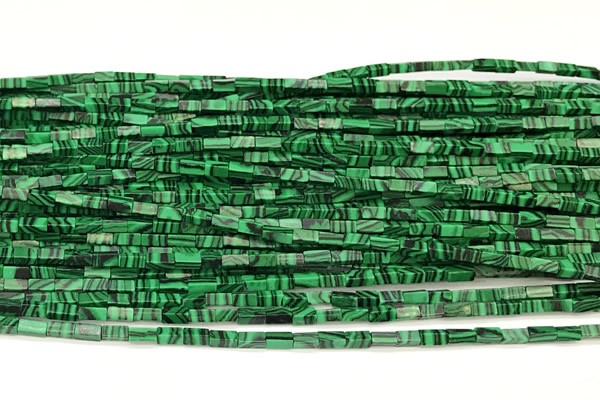 CCU1109 15 inches 2*4mm cuboid imitate malachite beads