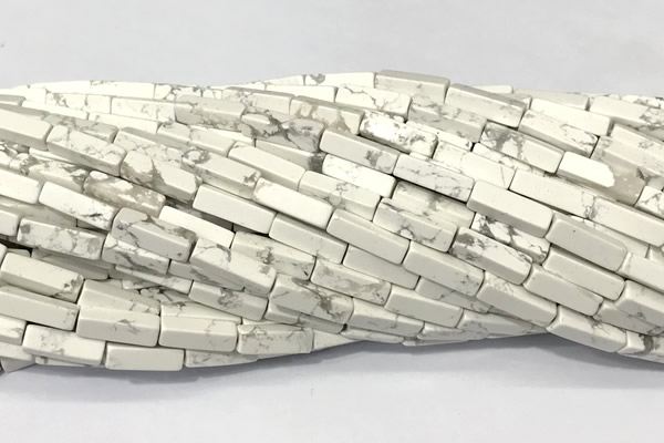 CCU1138 15 inches 4*13mm cuboid white howlite beads