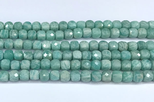 CCU1277 15 inches 6mm - 7mm faceted cube amazonite beads