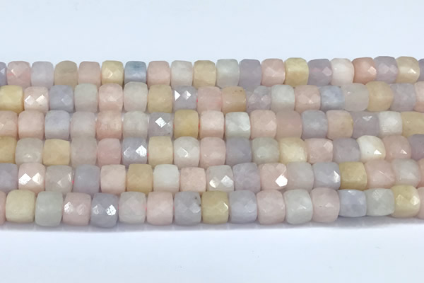 CCU1280 15 inches 6mm - 7mm faceted cube morganite beads