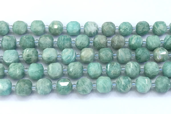 CCU1290 15 inches 9mm - 10mm faceted cube amazonite beads