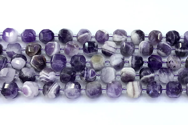 CCU1291 15 inches 9mm - 10mm faceted cube dogtooth amethyst beads