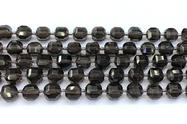 CCU1295 15 inches 9mm - 10mm faceted cube smoky quartz beads