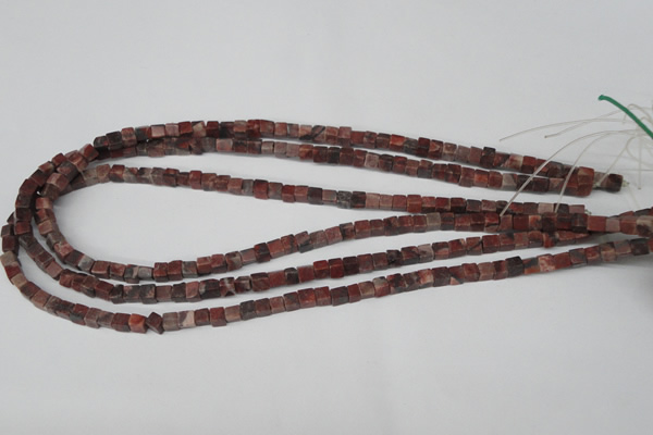 CCU25 15.5 inches 5*5mm cube red picture jasper beads wholesale