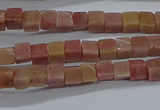 CCU308 15.5 inches 4*4mm cube pink wooden jasper beads wholesale