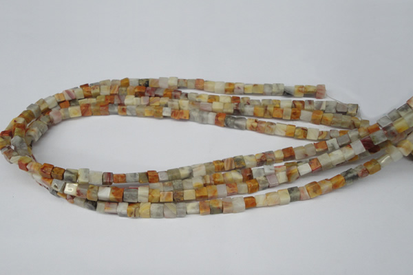 CCU33 15.5 inches 5*5mm cube bamboo leaf agate beads wholesale