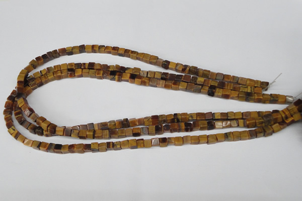 CCU34 15.5 inches 5*5mm cube yellow tiger eye beads wholesale