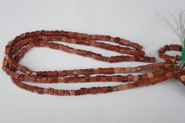 CCU48 15.5 inches 6*6mm cube goldstone beads wholesale