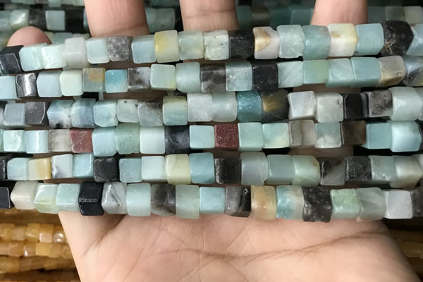 CCU486 15.5 inches 6*6mm cube amazonite beads wholesale