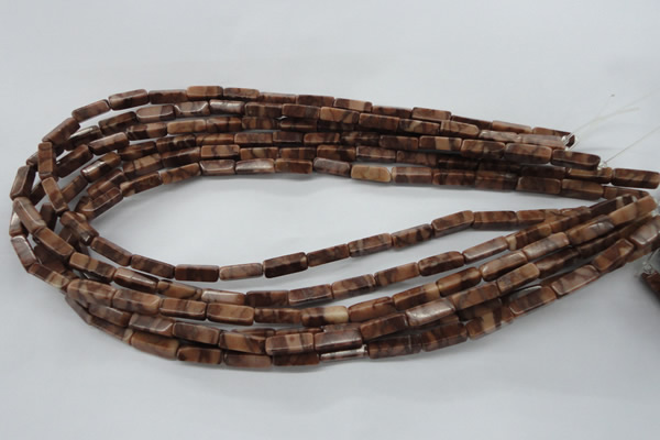 CCU504 15.5 inches 4*13mm cuboid red line jasper beads wholesale