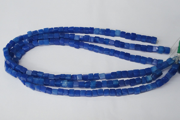 CCU51 15.5 inches 6*6mm cube dyed white jade beads wholesale