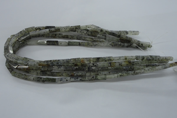 CCU514 15.5 inches 4*13mm cuboid moss quartz beads wholesale