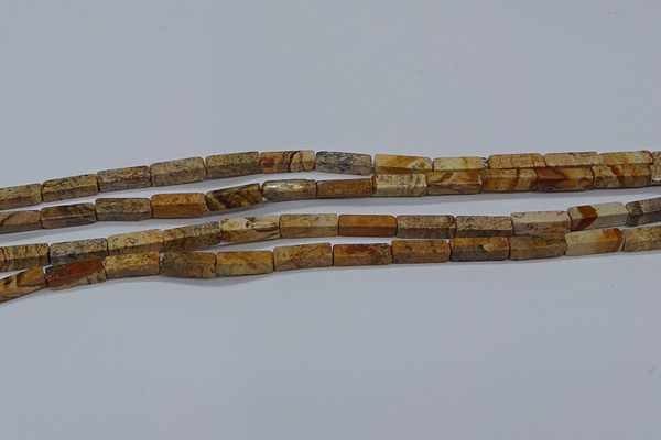 CCU738 15.5 inches 4*13mm cuboid picture jasper beads wholesale