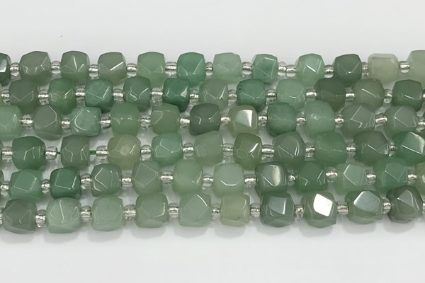 CCU759 15 inches 8*8mm faceted cube green aventurine beads