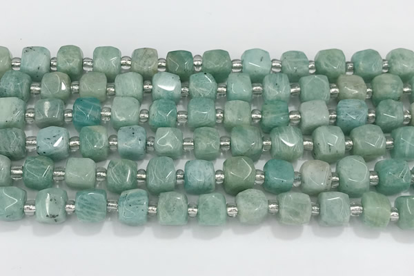 CCU762 15 inches 8*8mm faceted cube amazonite beads