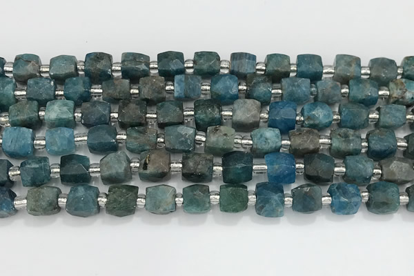 CCU768 15 inches 8*8mm faceted cube apatite beads