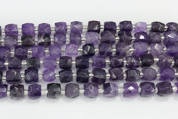 CCU769 15 inches 8*8mm faceted cube amethyst beads