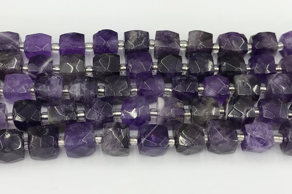 CCU783 15 inches 10*10mm faceted cube amethyst beads