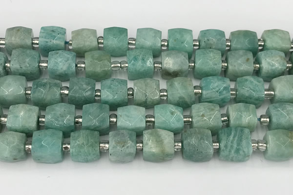 CCU787 15 inches 10*10mm faceted cube amazonite beads
