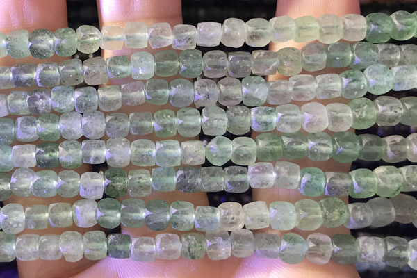 CCU803 15 inches 4mm faceted cube strawberry quartz beads