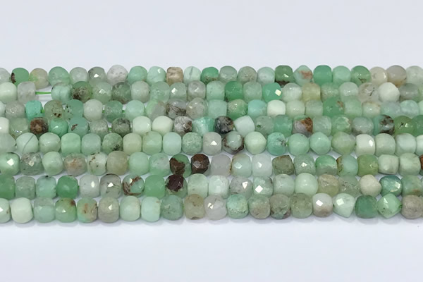 CCU834 15 inches 4mm faceted cube Australia chrysoprase beads
