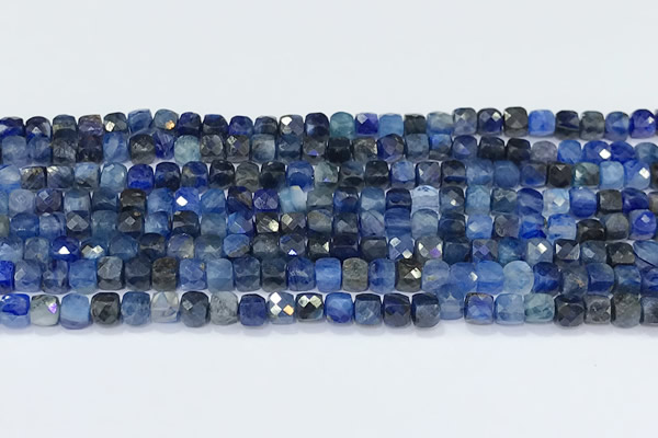 CCU846 15 inches 4mm faceted cube kyanite beads