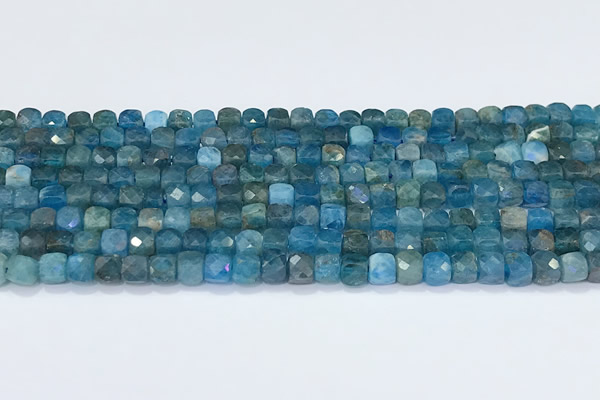 CCU853 15 inches 4mm faceted cube apatite beads