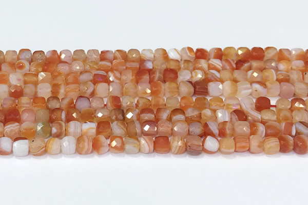 CCU865 15 inches 6mm faceted cube agate beads