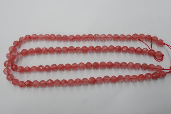 CCY112 15.5 inches 8mm faceted round cherry quartz beads wholesale