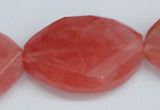 CCY168 15.5 inches 25*35mm twisted & faceted oval cherry quartz beads