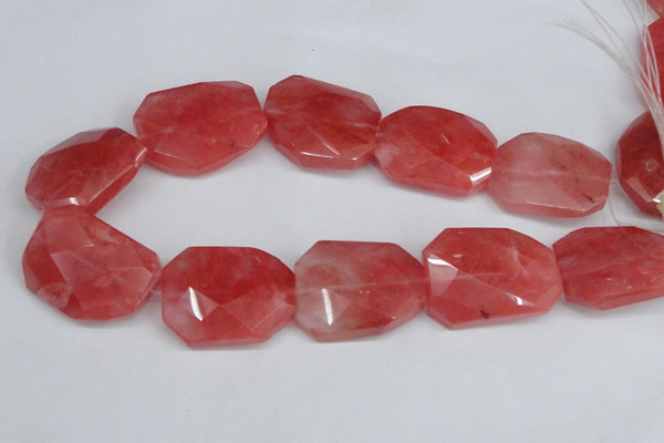 CCY169 15.5 inches 30*40mm twisted & faceted rectangle cherry quartz beads