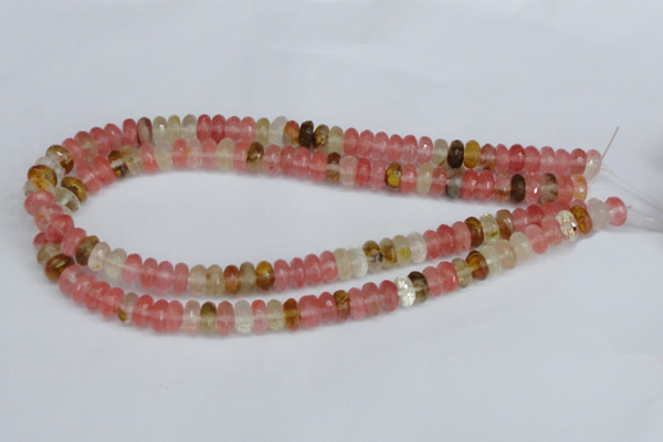 CCY205 15.5 inches 6*10mm faceted rondelle volcano cherry quartz beads