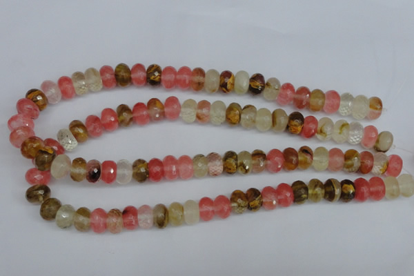 CCY206 15.5 inches 8*12mm faceted rondelle volcano cherry quartz beads