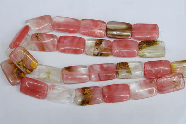 CCY222 15.5 inches 20*30mm rectangle volcano cherry quartz beads