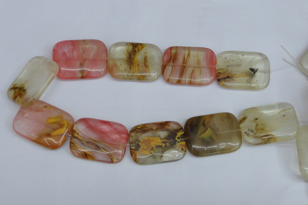 CCY223 15.5 inches 30*40mm rectangle volcano cherry quartz beads