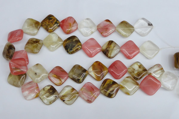 CCY225 15.5 inches 20*20mm diamond volcano cherry quartz beads