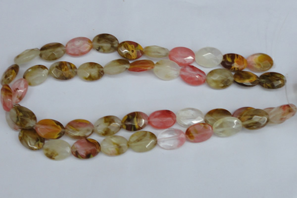 CCY230 15.5 inches 13*18mm faceted oval volcano cherry quartz beads